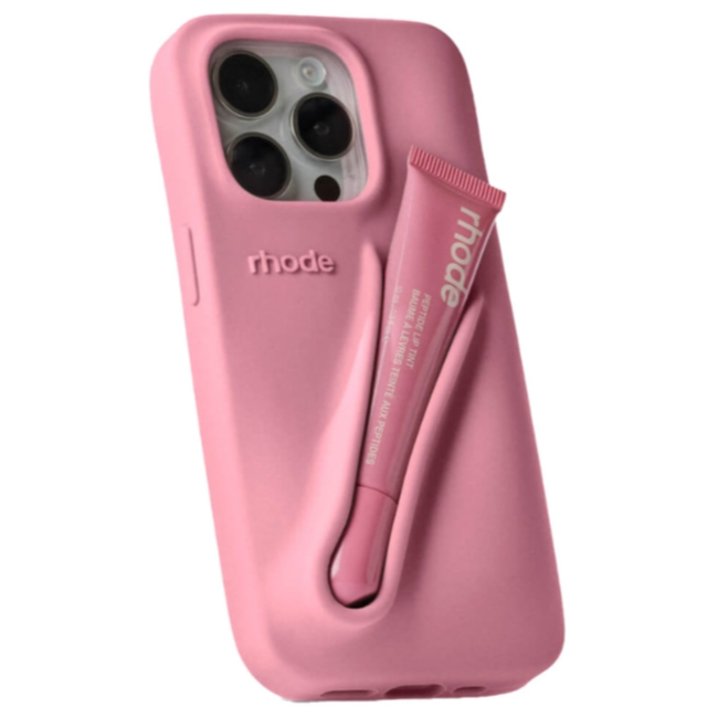 Rhode Hailey Lip Balm Holder Iphone Case – Pink With Ribbon Lip